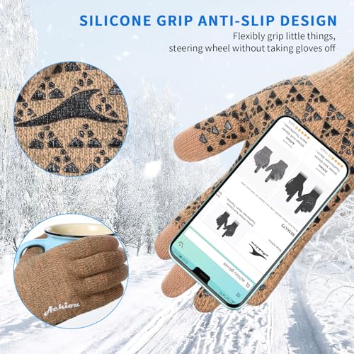 Image of Achiou Winter Gloves, Glove for Men Women, Upgraded Touch Screen Texting Warm Running with Thermal Soft Knit Lining
