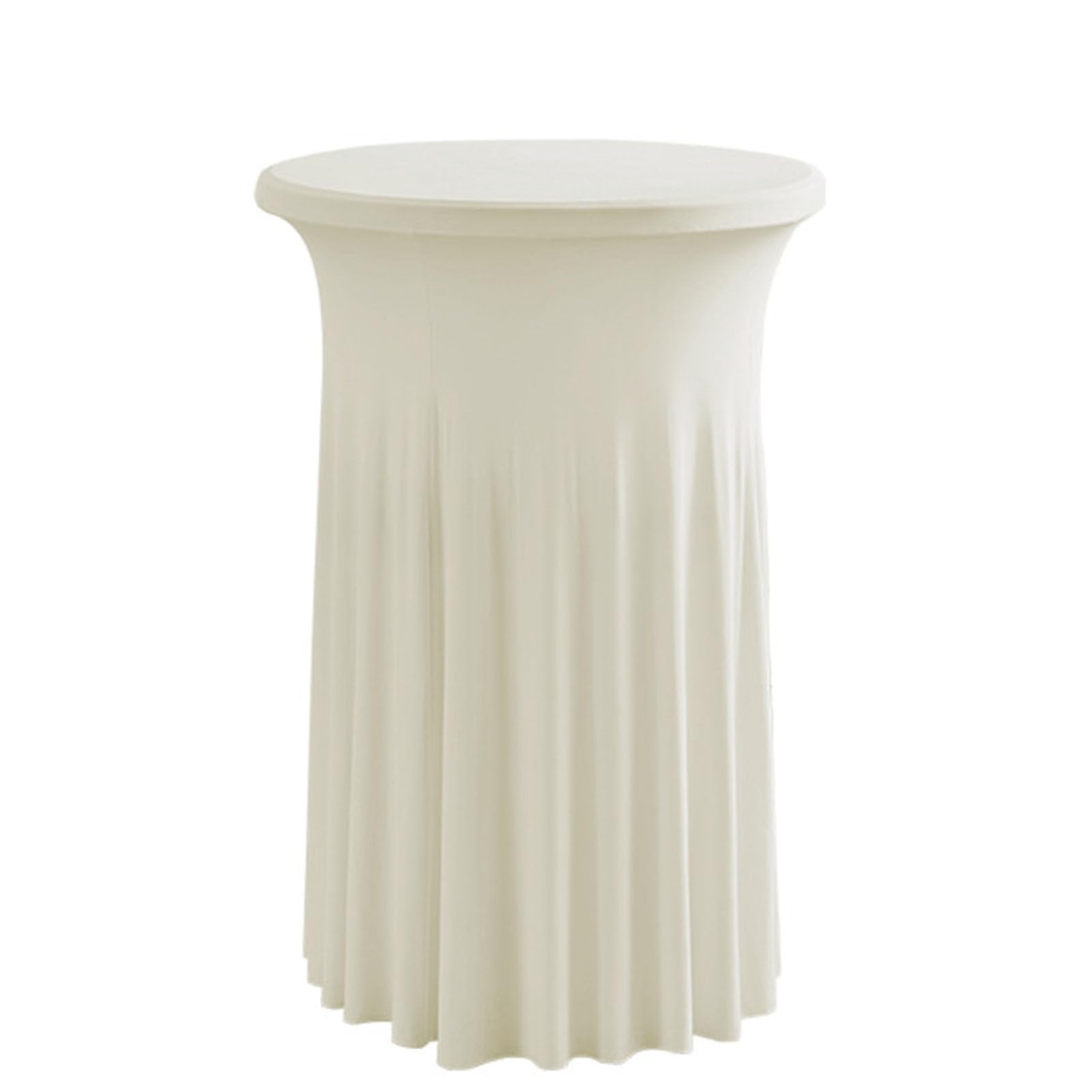 Mantel redondo para mesa de cóctel, 60 x 110 cm, color blanco crema, mantel para bodas, fiestas, eventos, decoración de bar y celebraciones nupciales.