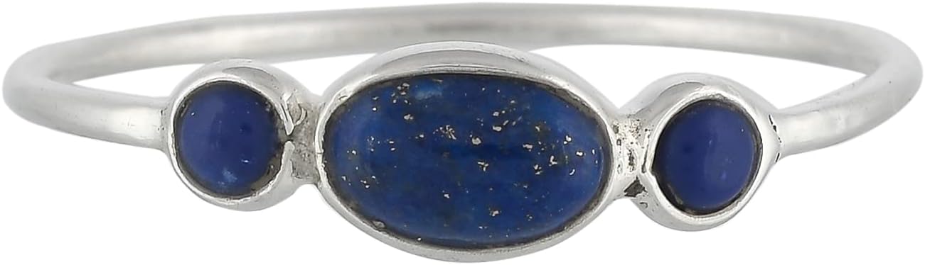 Solid 925 Sterling Silver Lapis Lazuli Ring for Women Blue Stone Promise Ring Jewelry for Mother’s Day Gift