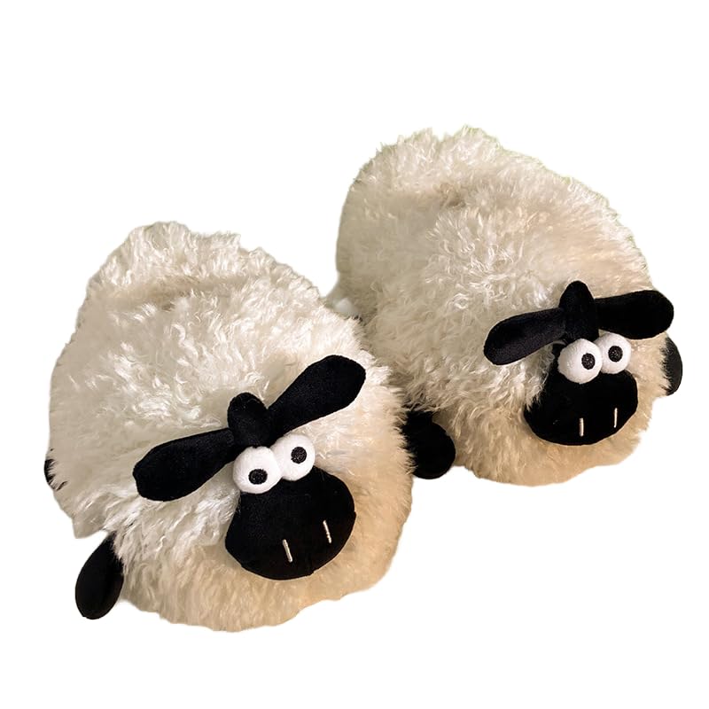 Fuzzy Sheep Slippers House Slippers for Women Fluffy Furry Cute Animal Women's Warm Winter Slipper Indoor 2025