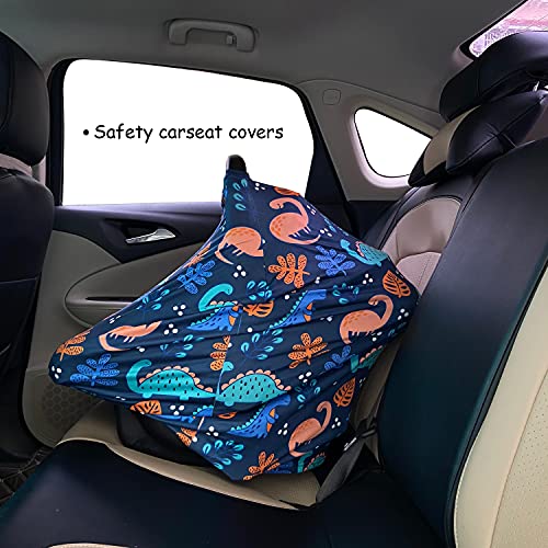 Image of Car Seat Covers for Babies - Multi-use Carseat Canopy Cover Breastfeeding Covers, Stroller Canopy Cover (Navy Dinosaur)