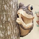 ZeawIEsvbyt Keep Quiet Frog Tree Peeker, Garden Tree Sculpture Outdoor Decor for Tree Hugger Garden Yard Decoration