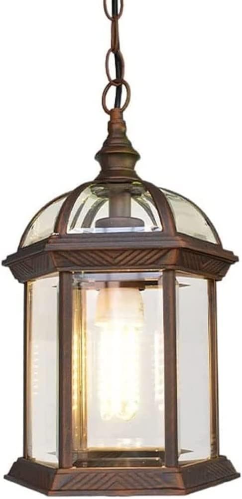 MYXJX Hanging Lights, Glass Exterior Waterproof Chandelier – Vintage Outdoor Ceiling Lighting, 1-Light Pendant Lantern Fixture for Porch, Patio, and Entryway