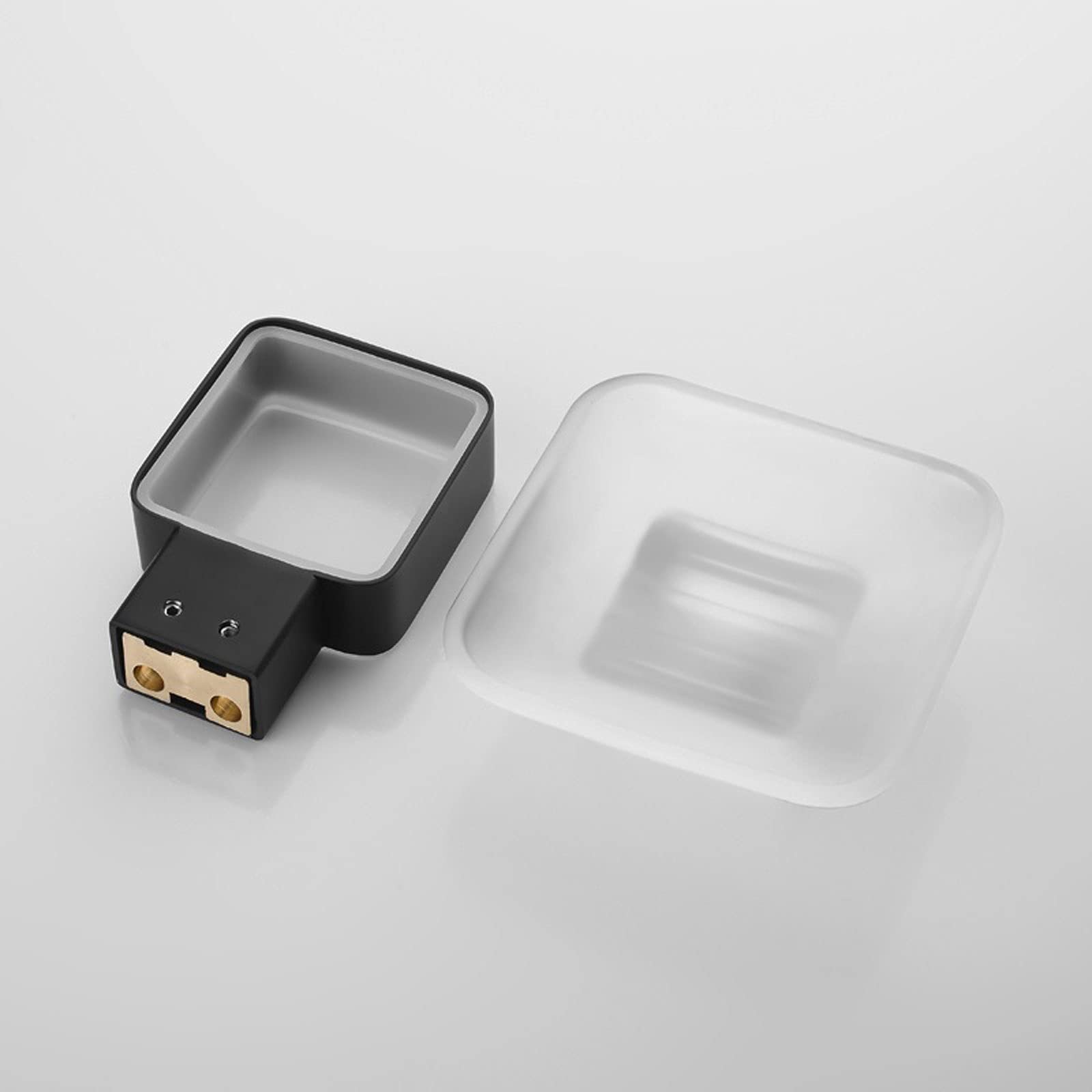Jabonera cuadrada de acero inoxidable con plato de vidrio, montaje en pared, accesorios de baño