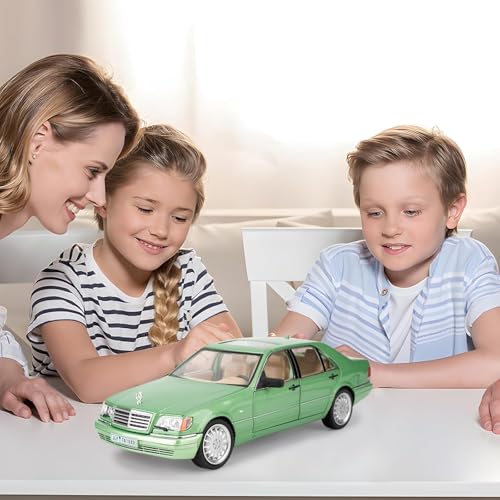 Image of 1:24 Benz W140 S320 Model Car, Diecast Collectible Pull Back Toy Car, Retro Classic Car with Sound and Light for Adults, Kids, Boys (Green)