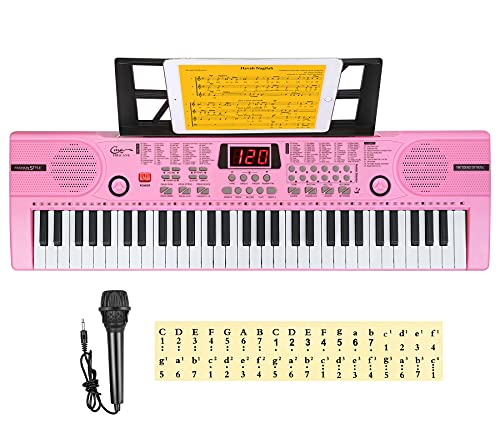 Hricane Kids Piano Keyboard, 61 Keys Beginner Electronic Keyboard Portable Digital Music Keyboard, Early Education Music Instrument with Microphone & Music Sheet Stand, Best Gift for Boy & Girl Hricane Kids Piano Keyboard, 61 Keys Beginner Electronic Keyboard Portable Digital Music Keyboard, Early Education Music Instrument with Microphone & Music Sheet Stand, Best Gift for Boy & Girl