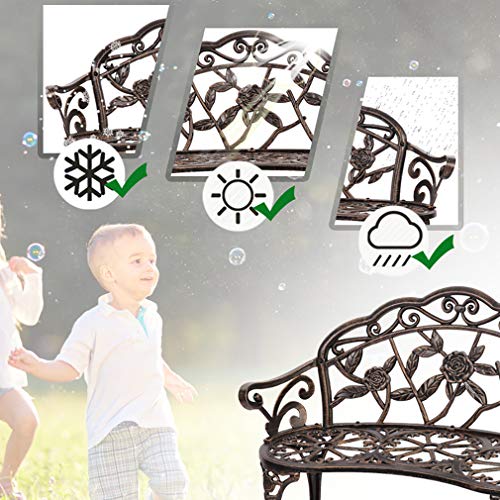 Fdw FDW-YKL-L394-BRONZE Garden Bench Park Bench Metal Bench Outdoor Benches Clearance Patio Yard Bench Entryway Bench Floral Rose Accented Bronze thumb #5