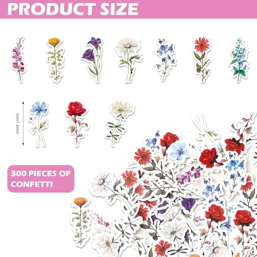 Image of Whaline 300 Pcs Wildflower Table Confetti Spring Summer Floral Flower Confetti Table Centerpieces for Birthday Baby Shower Party Decoration