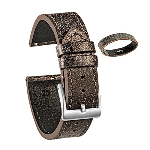 LAnGSHAW Bandas de Reloj de Cuero de liberación rápida Correas de Relojes de Cuero marrón 18 mm 20 mm 22 mm (Band Color : Saddle, Band Width : 18mm) Cover