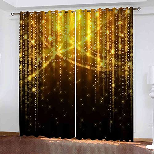 Rideau occultant à oeillets imprimé doré 200x160cm de haute qualité - 2