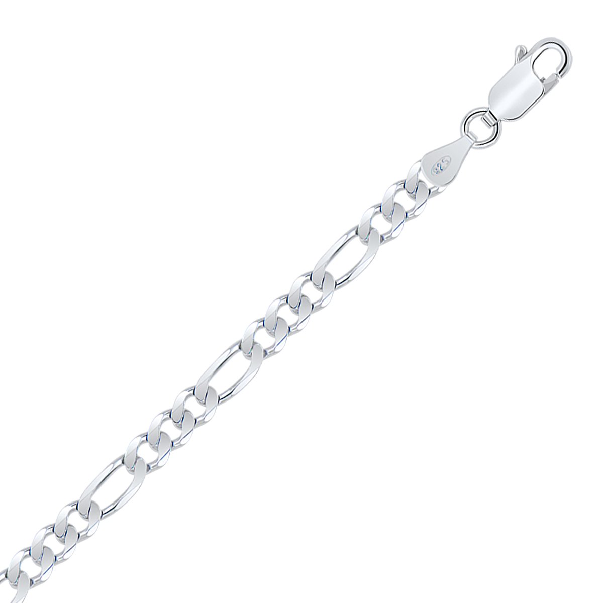 Planetys - Bracciale Argento Sterling 925 Rodiato Modello Figaro (1+3) Larghezza: 4.1 mm