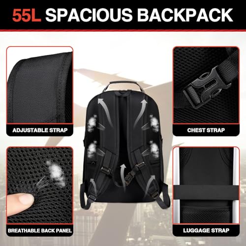 Image of Z-MGKISS Extra Large Travel Laptop Backpack,XXXL Gaming Backpack, 18.4 inch TSA Friendly College Daypack Big Capacity Heavy Duty Business Suitcase Daypack Bag Port for Men /Women-Black
