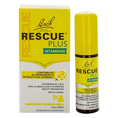 En Oferta Bach - Rescue Plus Vitaminas En Spray, Con Ingredientes De Origen Natural A Base De Flores De Bach Y Vitaminas B5Y B12. Las Vitaminas B5 Y B12: Ayudan Al Rendimiento Intelectual Normal - 20 Ml