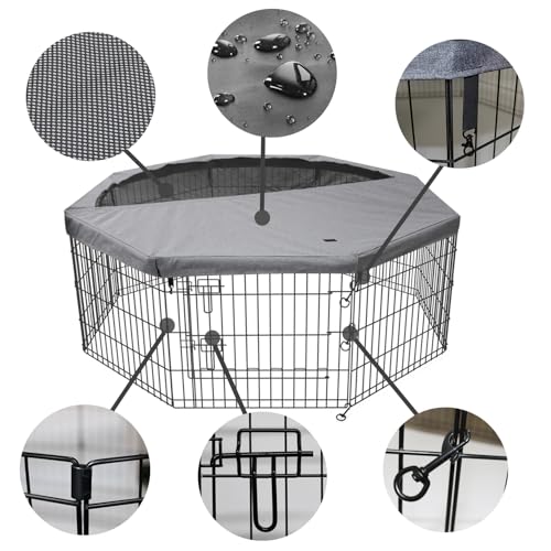 PETIME Foldable Metal Dog Exercise Pen/Pet Puppy Playpen Kennels Yard Fence Indoor/Outdoor 8 Panel 24" W x 36" H with Top Cover (with top Cover, 8 Panels 36" H) - Image 3
