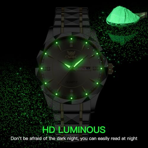 Image of OPK Watches for Men Diamond Roman Analog Mens Watches Waterproof Large Stainless Steel Men Wrist Watch Business Father Gift Watch Blue