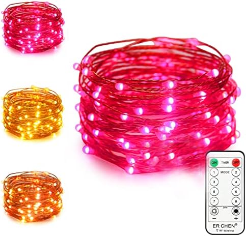 ErChen Dual-Color LED String Lights, 66 FT 200 LEDs Plug in Copper Wire 8 Modes Dimmable Fairy Lights with Remote Timer for Indoor Outdoor Christmas (Green/Warm White)