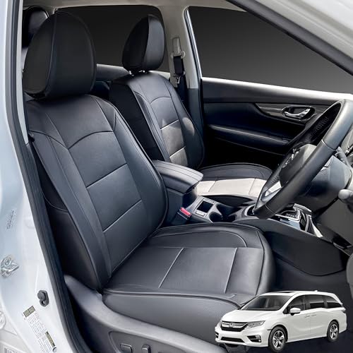 OASIS AUTO 2018-2022 Odyssey Custom Fit Leather/Leatherette Seat Cover Compatible with Honda Odyssey 2018-2019-2020-2021-2022-2023 (2018-2024 Odyssey, Black)