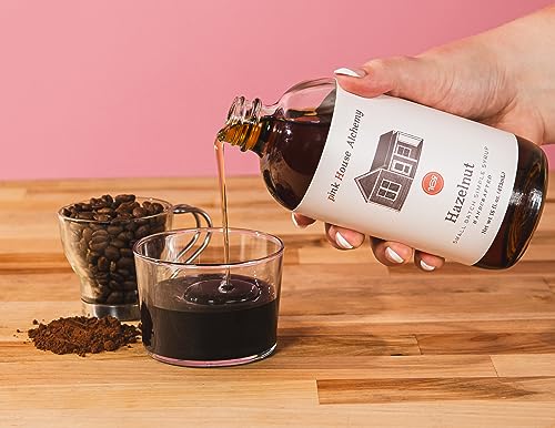 Image of Pink House Alchemy Hazelnut Simple Syrup - 16 OZ Bottle for Coffee, Cocktail, Mocktail and Non Alcoholic Drinks, All-Natural Non-GMO