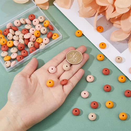 DICOSMETIC 80Pcs Lentil Silicone Loose Beads 4 Color Abacus Beads Bulk 11.5x7mm Saucer Loose Silicone Spacer Beads for Keychain Jewelry Making Orange Series - Image 3
