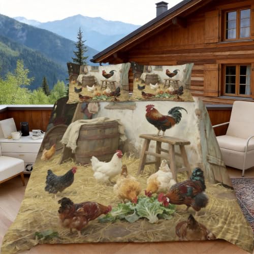 Housse de couette 200x200 poulet en microfibre de qualité supérieure