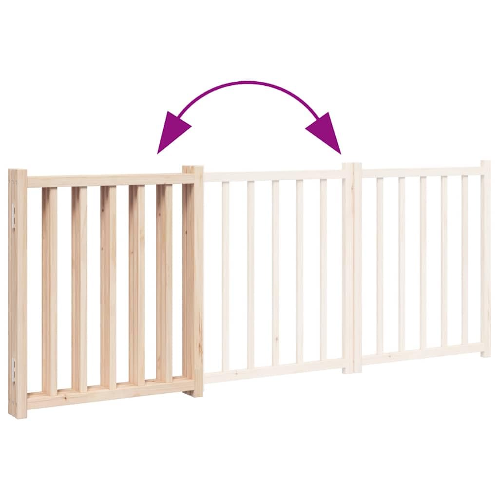 Puerta para perros de madera maciza de abeto, 150 cm, plegable, para interior y exterior, protección y seguridad para cachorros y perros pequeños y medianos