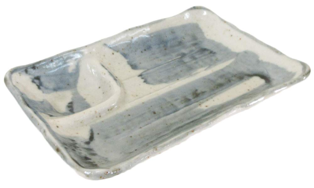 Amazon.co.jp: 仕切皿 藍染仕切付刺身皿 業務用 和食器 美濃焼 24a281