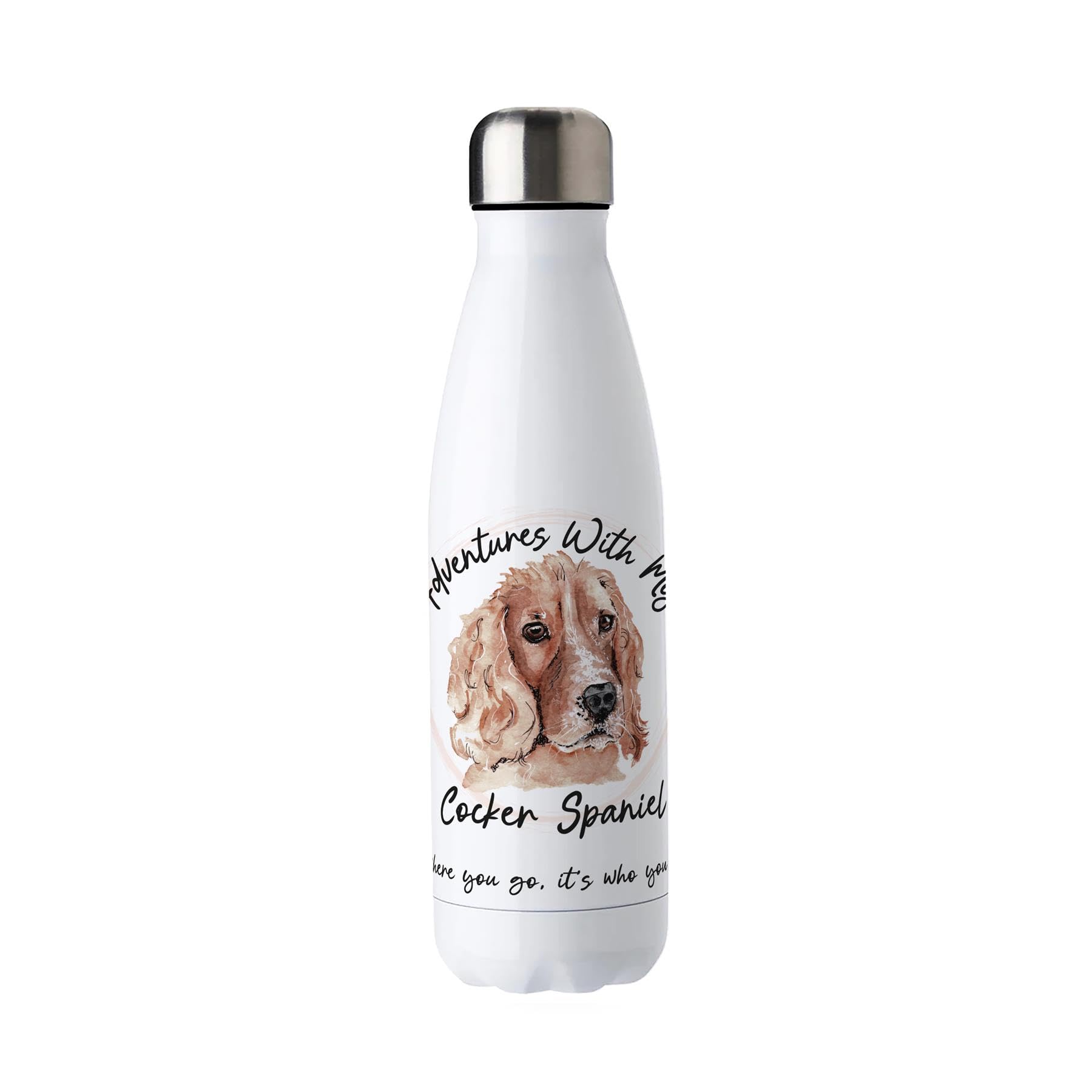 Purely Home Adventures with my Cocker Spaniel Metal Water Bottle - Double Walled 500ml Hot/Cold Drinks Bottle Outdoor Dog Gifts