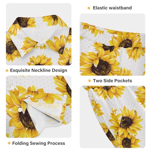 Image of visesunny Funny Boy's 2 Pieces Shirt and Short Set Casual Shirts Short Sleeve Beach Shorts Summer Outfits for 3-10 Years Kids