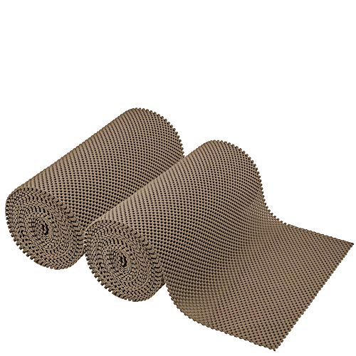 SteadMax Shelf Liner - 12 in X 40 ft - Non Slip Grip Liner for Kitchen Shelves, Drawer, Cabinet, Pantry, Non Adhesive Nonslip Soft Rubber Cushion Shelf Lining Roll, Brown (2 Pack)