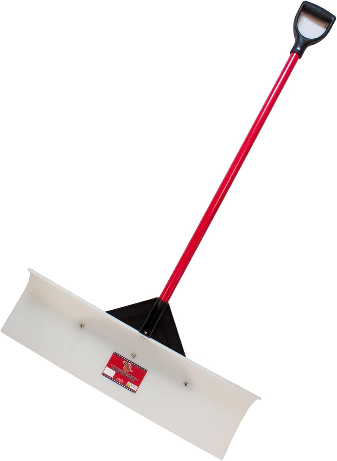 Bully Tools Heavy Duty Snow Pusher/Plow - 100% Made in The USA, Wide Edge for Efficient Driveway & Large Sidewalk Snow Removal, Ergonomic Fiberglass D-Grip Handle, Durable Winter Equipment - 30"