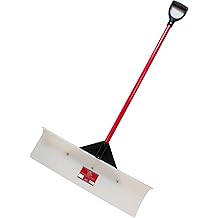 Bully Tools Heavy Duty Snow Pusher/Plow - 100% Made in The USA, Wide Edge for Efficient Driveway &amp; Large Sidewalk Snow Removal, Ergonomic Fiberglass D-Grip Handle, Durable Winter Equipment - 30"