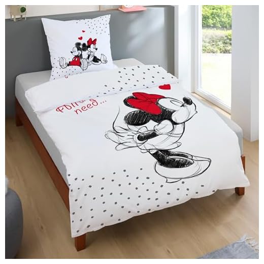 Donald Duck Disney Wende Bettwäsche Kopfkissen Bettdecke für 135x200 cm 3 Tex idea Wende-Bettwäsche Set Disney Classic Mickey und Minnie Mouse in Love Größe 135 x 200cm 80 x 80cm 100% Baumwolle Weiss Rot Partner-Bettwäsche (4-TLG)
