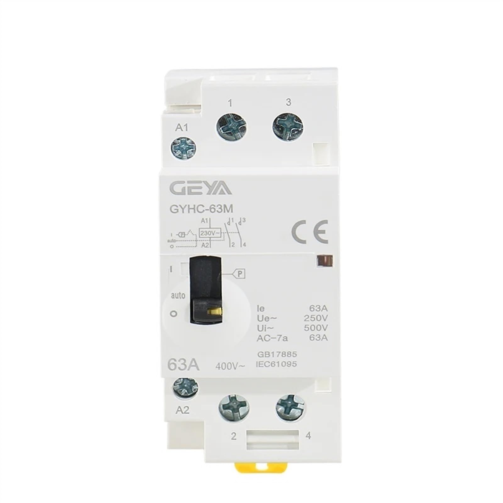 Contactor de CA Modular for Carril DIN, Manual, 2P, 40A, 63A, 2NO o 2NC, Control Manual AC220V 230V(2P 40A 2N0 220V)