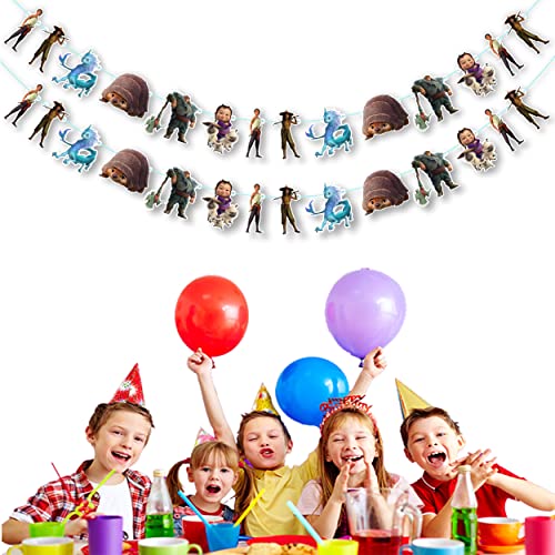 Image of Raya and The Last Dragn Garland Decorations - Birthday Party Supplies for Girls - Cartoon Theme Party Banner & Hanging Decoration - Durable, Colorful, Easy-to-Hang Garland for Birthday Party Decor