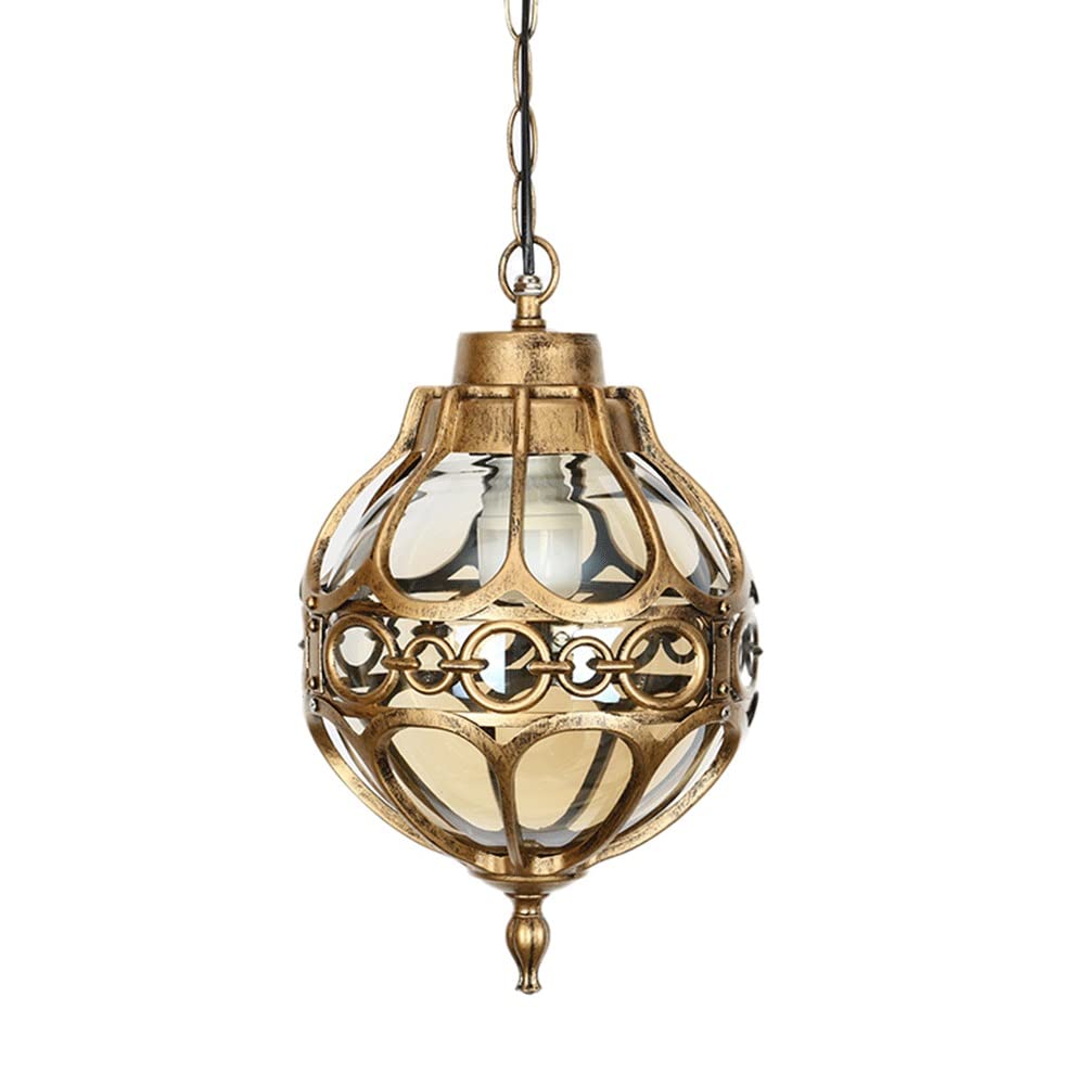 WEYIMVTO Outdoor Pendant Lights, Outdoor Waterproof Pendant Lamp with Metal Finish and Clear Glass