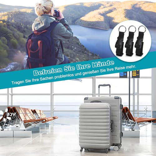 Gepäckriemen 4 Stück Luggage Straps Verstellbare Gepäckgurte für Koffer, Taschen, Jacken & Decken – Mit Federclip für Sicheren Halt – Reisezubehör (Schwarz)