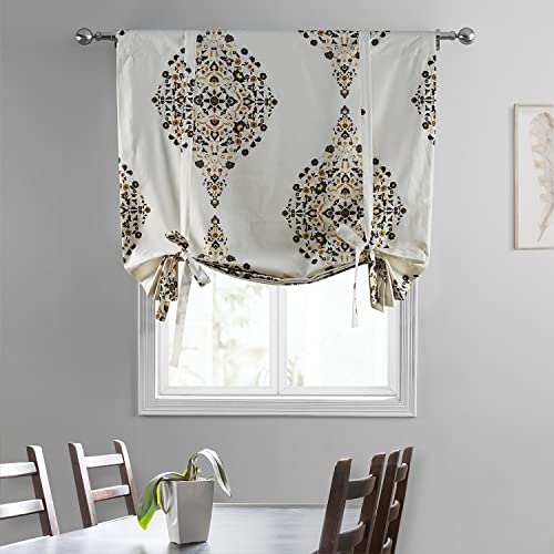 Image of HPD Half Price Drapes Room Darkening Tie Up Curtains 46 X 63 Inch Kerala Printed Cotton Window Roll Up Balloon Curtain for Living Room, Kitchen PRTW-TUD41A-63 (1 Panel), Kerala Gold