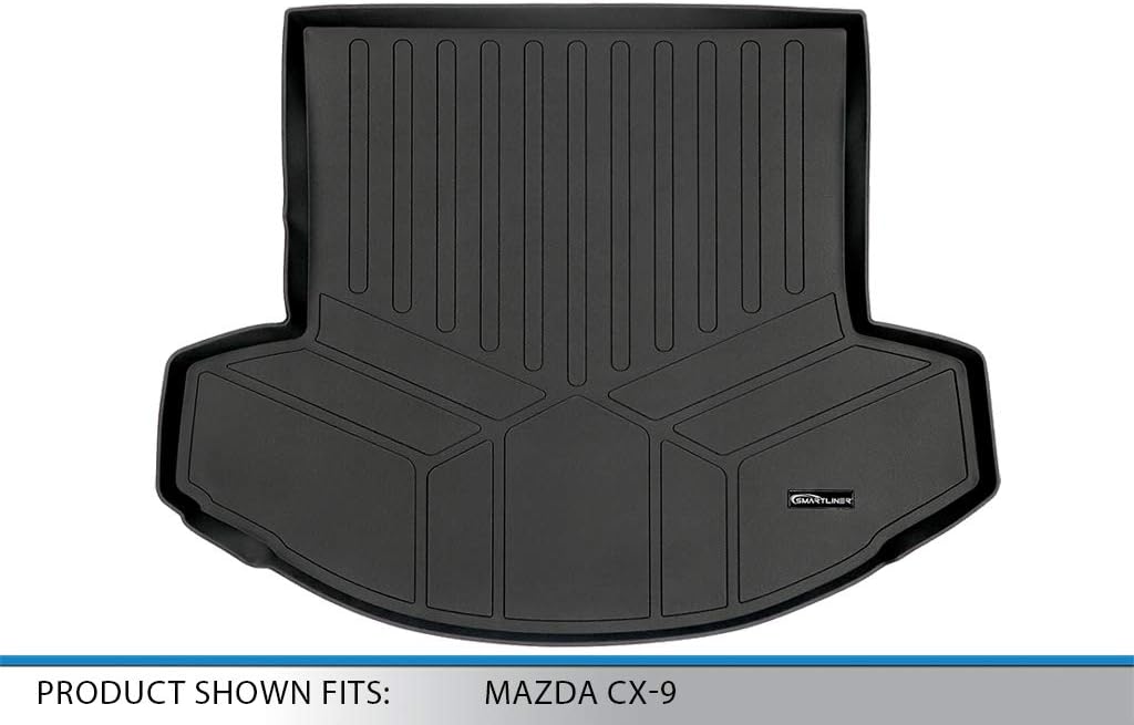SMARTLINER All Weather Custom Fit Cargo Trunk Liner Floor Mat Behind 2nd Row Compatible with 2016-2023 Mazda CX9