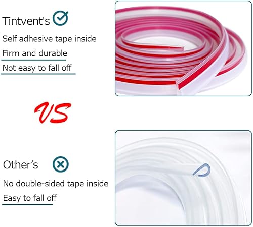 Miniatura 4 de Borde de goma transparente, tira de sello de goma de canal en U con cinta autoadhesiva, protector de borde de metal apto para 0.15 pulgadas, 20 pies