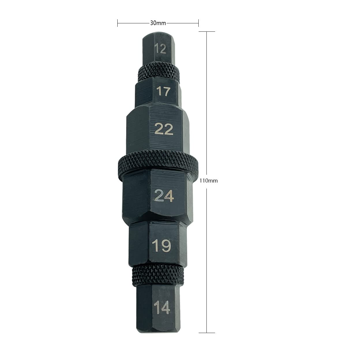 CNWOOAIVE Strumento esagonale per asse motociclo 6 in 1 12-24mm Adattatore 3/8 Pollice