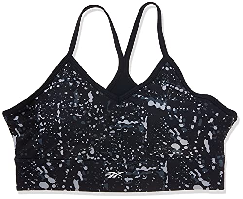 Image of Reebok Women's Satin 91% PES /9% El-Interlock-Hydrophilic Finish /Print-Digital Sublimation-Disperse Classic Workout Sports Bra