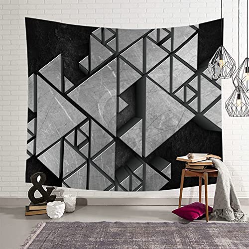 Tapiz de pared KnSam de poliéster lavable y duradero: decoración geométrica gris de 150x130cm