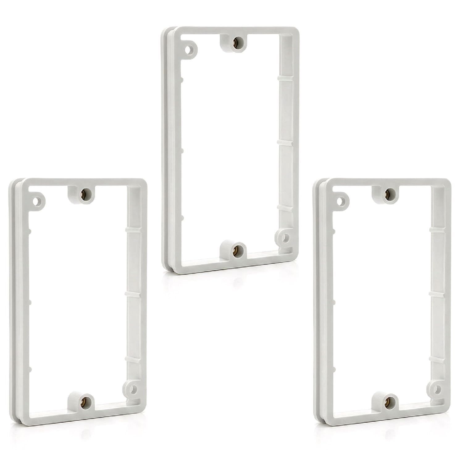 Wellrun 3Pcs 20mm Double Socket Spacer,2-Gang White Electrical Light Switch Spacer Surround,Wall Box Extender for Tiles Panels Kitchen Bathroom Office,Easy Mount