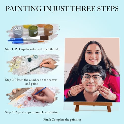 Image of Paint Waint Customizable Paint by Numbers Kit for Adults - Big Size DIY Canvas Painting Kit with 24 Colors, Numbered Art Set for Beginners, Relaxation & Home Decor (18 x 20 Inch Canvas Board)