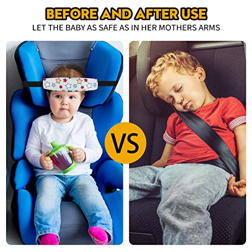 Image of Baby Carseat Head Support,Car seat Straps Pillow Support Ban,Stroller Neck Relief Strap Headrest,Slumber Sling Sleep Positioner for Toddler Infants Child Children Kids(White Stars + Birds)