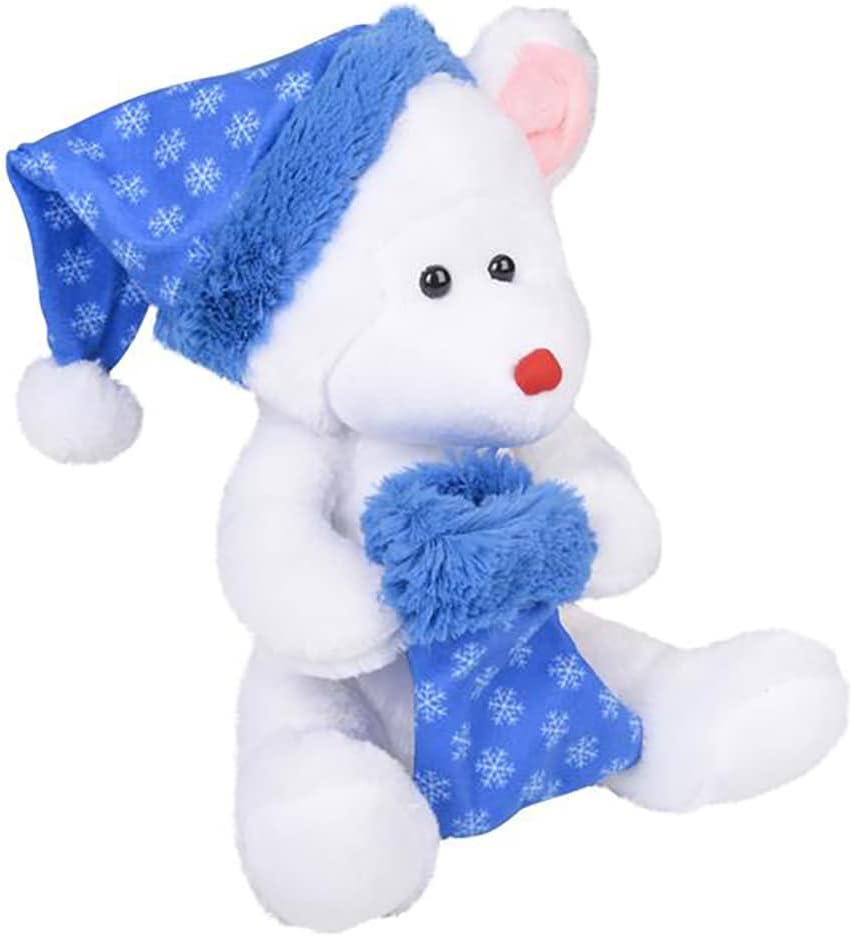 The Dreidel Company Christmas Santa Bear Carrying A Boot, Plush Belly Buddy, 9.5" Inch Plush Stuffed, Super Soft and Cuddly Toy, Classroom Decorations, Boys and Girls (Christmas Bear #1