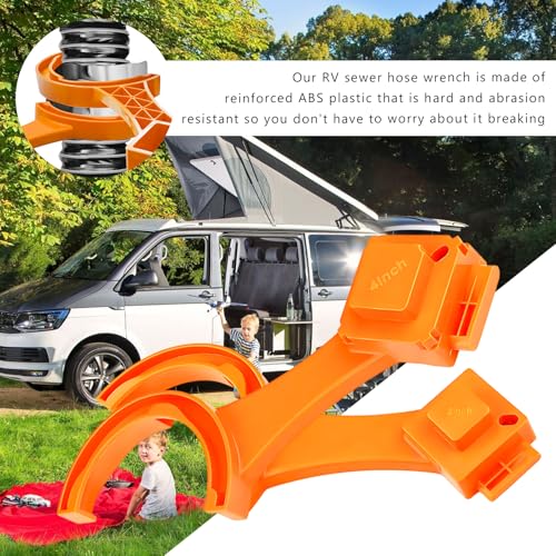Image of 2 PCS RV Sewer Hose Wrench, Multi-Purpose Camper Sewer Hose Fitting Wrenches, Universal Spanner Wrench Fits Most 3 inch & 4 inch Male /Female RV Cleanout Plug, Car Accessories