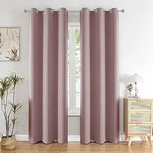 HOMEMONDE Thermal Insulated 75% Room Darkening Blackout Curtains 7 Feet - Door Heavy Panels, Solid Curtain Set of 2, Lavender - 84 Inches