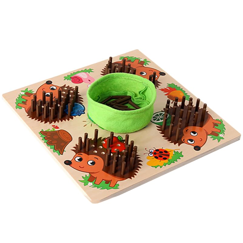 BESPORTBLE Hedgehog Wooden Sensory Toy for Kids Educational Stacking Game Compact Portable for Motor Skills Logical Thinking and Parent Child Interaction