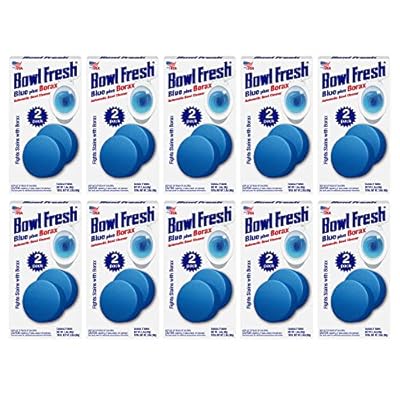 Bowl Fresh Blue plus Borax Automatic Toilet Bowl Cleaner Tablets, Toilet Freshener Tablets with Borax, 2 Count (Pack of 10)